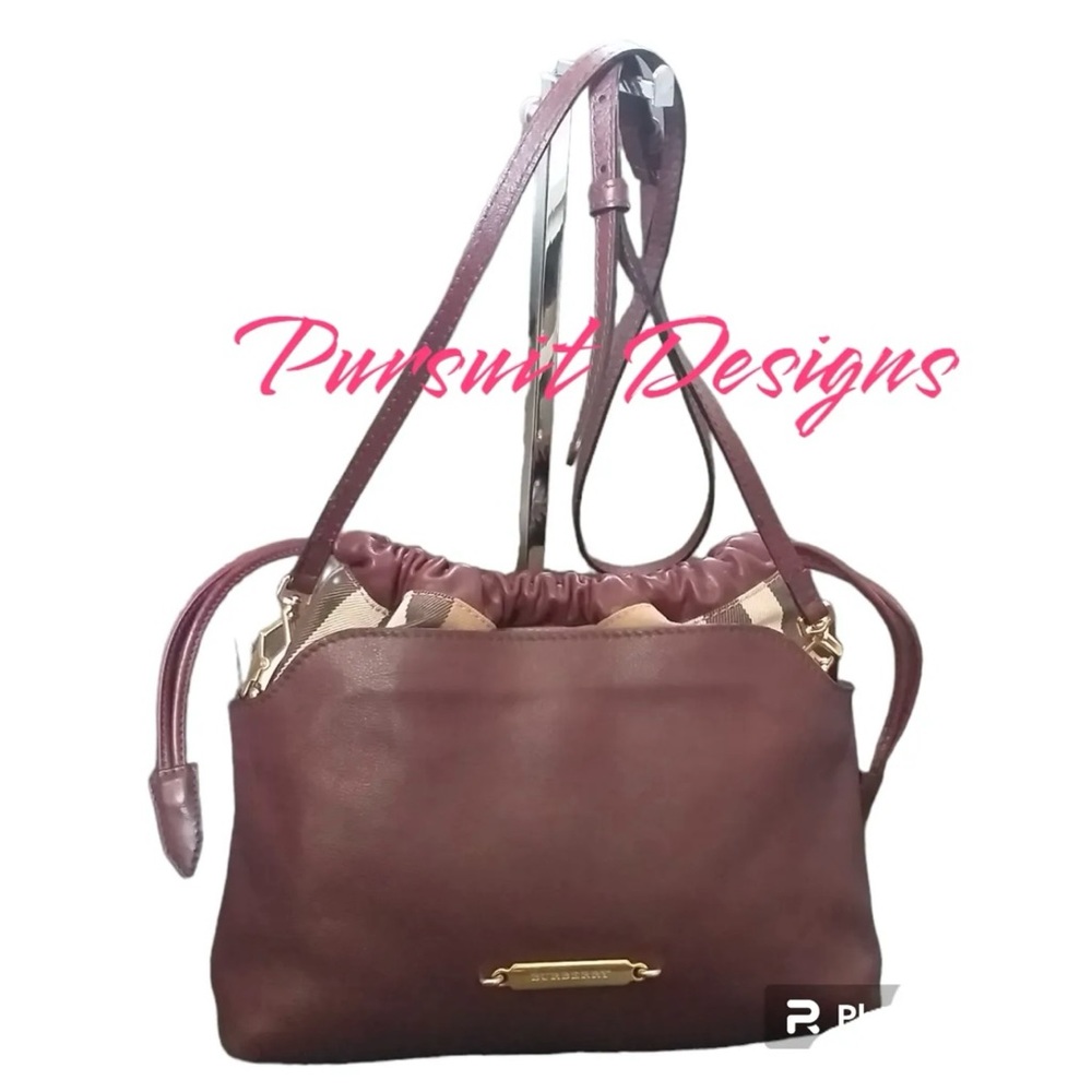 Burberry Preloved Drawstring Bucket Leather Canvas Two-way Bag